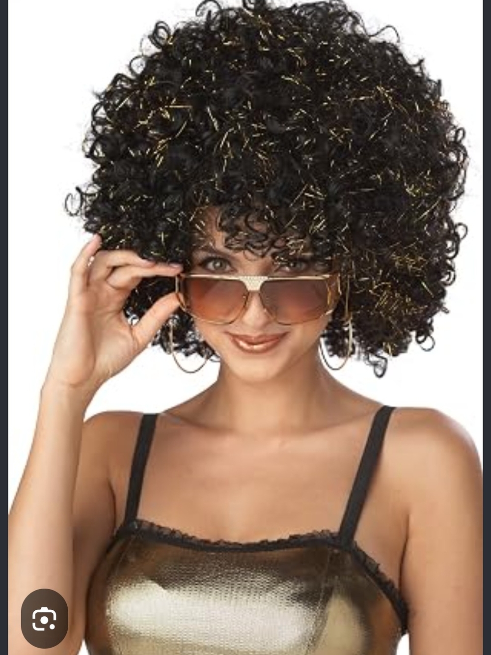 Black & Gold Curly Afro Wig - Women Hair